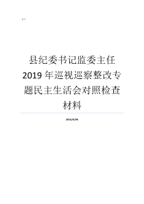 县纪委书记监委主任2019年巡视巡察整改专题民主生活会对照检查材料省长能管监察委主任吗