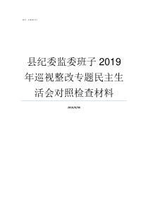 县纪委监委班子2019年巡视整改专题民主生活会对照检查材料江西省监委班子冷小坚