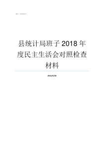 县统计局班子2018年度民主生活会对照检查材料