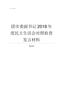 团市委副书记2018年度民主生活会对照检查发言材料团市委副书记上升空间