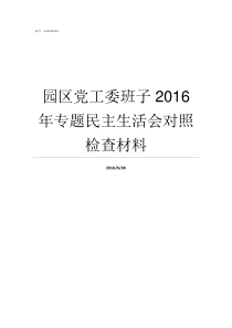 园区党工委班子2016年专题民主生活会对照检查材料