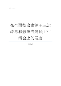 在全面彻底肃清王三运流毒和影响专题民主生活会上的发言