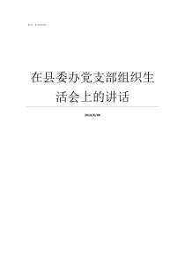 在县委办党支部组织生活会上的讲话灵川县委党支部