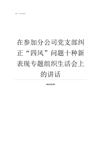 在参加分公司党支部纠正四风问题十种新表现专题组织生活会上的讲话