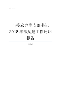 市委农办党支部书记2018年抓党建工作述职报告市委农委和市农委