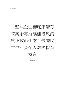 坚决全面彻底肃清苏荣案余毒持续建设风清气正政治生态专题民主生活会个人对照检查发言坚决彻底干净肃清