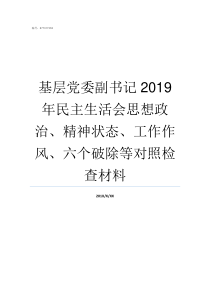 基层党委副书记2019年民主生活会思想政治精神状态工作作风六个破除等对照检查材料镇党委副书记能升书记