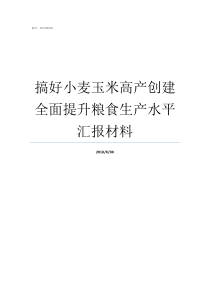 搞好小麦玉米高产创建全面提升粮食生产水平汇报材料玉米鸡蛋小麦是什么