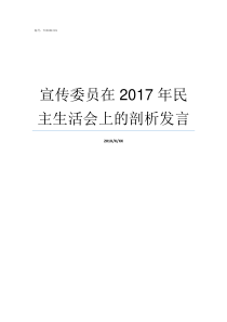 宣传委员在2017年民主生活会上的剖析发言