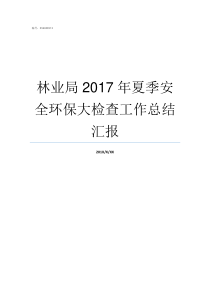 林业局2017年夏季安全环保大检查工作总结汇报