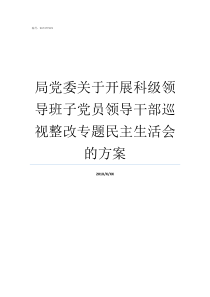 局党委关于开展科级领导班子党员领导干部巡视整改专题民主生活会的方案