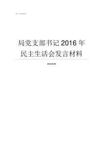 局党支部书记2016年民主生活会发言材料局机关党支部书记