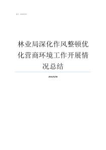 林业局深化作风整顿优化营商环境工作开展情况总结深化作风整顿优化发展环境