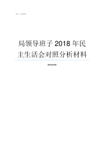 局领导班子2018年民主生活会对照分析材料