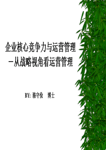 企业核心竞争力与运营管理－从战略视角看运营管理