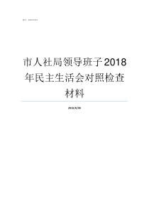 市人社局领导班子2018年民主生活会对照检查材料