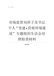 市场监管局班子及书记个人党建营商环境建设专题组织生活会对照检查材料