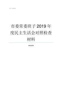 市委常委班子2019年度民主生活会对照检查材料