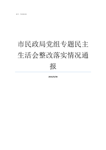 市民政局党组专题民主生活会整改落实情况通报