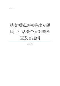 扶贫领域巡视整改专题民主生活会个人对照检查发言提纲