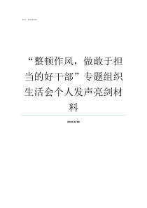 整顿作风做敢于担当的好干部专题组织生活会个人发声亮剑材料