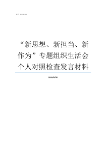 新思想新担当新作为专题组织生活会个人对照检查发言材料新思想新担当新作为内容