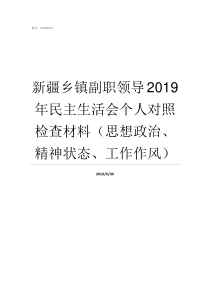 新疆乡镇副职领导2019年民主生活会个人对照检查材料思想政治精神状态工作作风