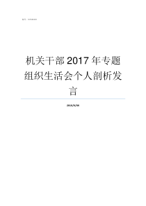 机关干部2017年专题组织生活会个人剖析发言