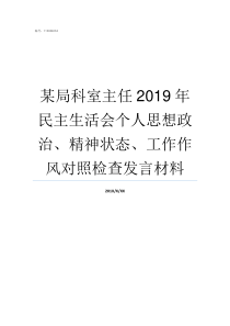 某局科室主任2019年民主生活会个人思想政治精神状态工作作风对照检查发言材料