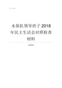 水保队领导班子2018年民主生活会对照检查材料庆阳市水保局领导班子