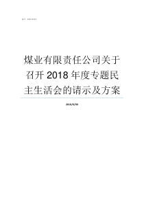 煤业有限责任公司关于召开2018年度专题民主生活会的请示及方案华亭煤业集团有限责任公司