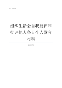 组织生活会自我批评和批评他人条目个人发言材料