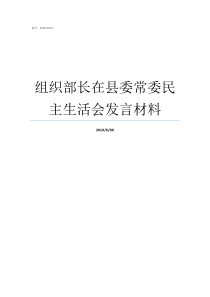 组织部长在县委常委民主生活会发言材料