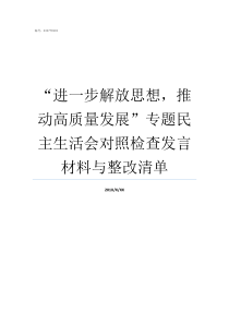 进一步解放思想推动高质量发展专题民主生活会对照检查发言材料与整改清单