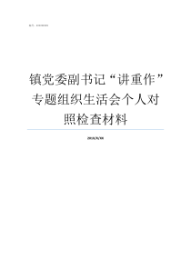 镇党委副书记讲重作专题组织生活会个人对照检查材料