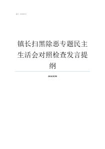 镇长扫黑除恶专题民主生活会对照检查发言提纲开展扫黑除恶专题会