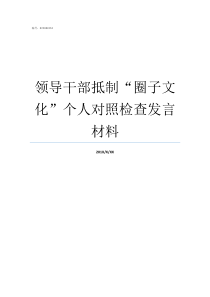 领导干部抵制圈子文化个人对照检查发言材料