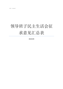 领导班子民主生活会征求意见汇总表领导班子成员征求意见表