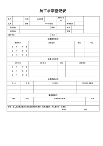 《员工入职登记表》经典范本新