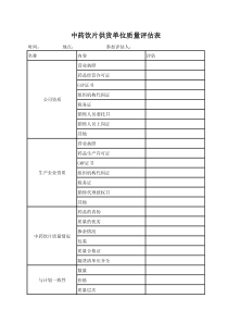 中药饮片供货单位质量评估表