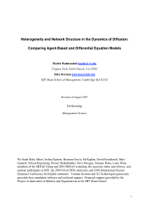 Comparing Agent-Based and Differential Equation Mo