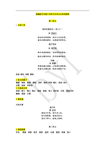 部编版五年级下各单元字词与古诗词梳理word