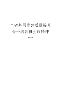 全省基层党建质量提升骨干培训班会议精神全国党建工作会议精神全国党建工作会议精神