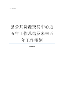 县公共资源交易中心近五年工作总结及未来五年工作规划武汉公共资源交易平台