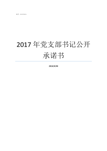 2017年党支部书记公开承诺书