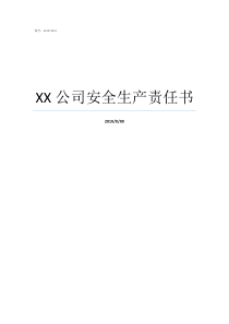 XX公司安全生产责任书