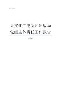 县文化广电新闻出版局党组主体责任工作报告广电新闻出版局