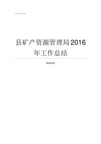 县矿产资源管理局2016年工作总结