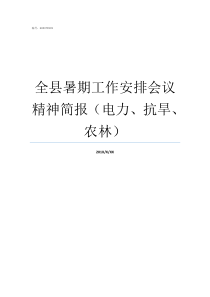 全县暑期工作安排会议精神简报电力抗旱农林工作要求与安排会议