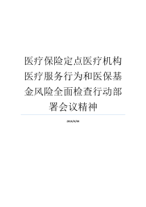 医疗保险定点医疗机构医疗服务行为和医保基金风险全面检查行动部署会议精神医疗机构